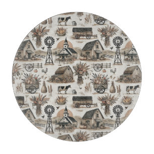 Rustic Farm Scene Cutting Board