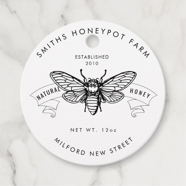 Rustic Farm shop honey jar label small business (Front)