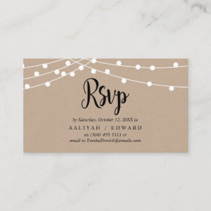 Rustic Farm String lights, Black, RSVP respond Enclosure Card