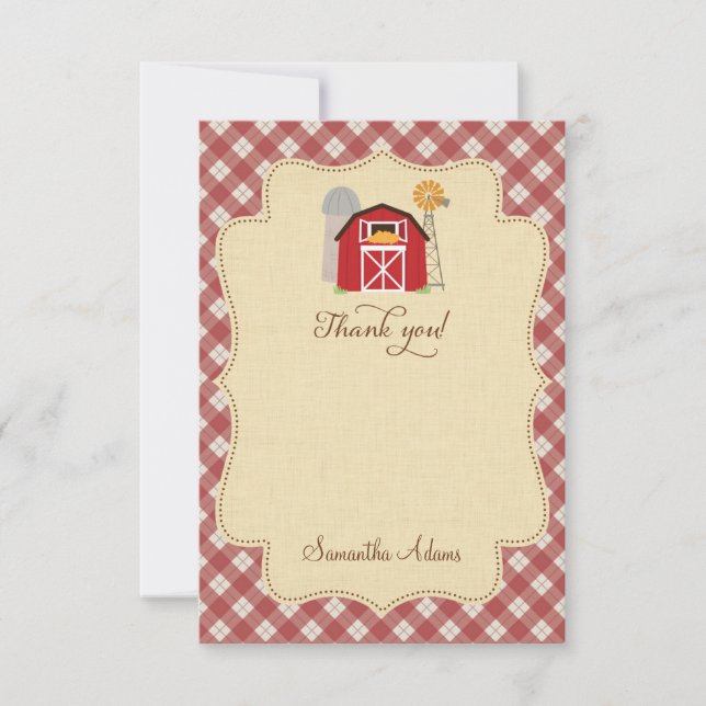 Rustic Farm Thank You Card (Front)