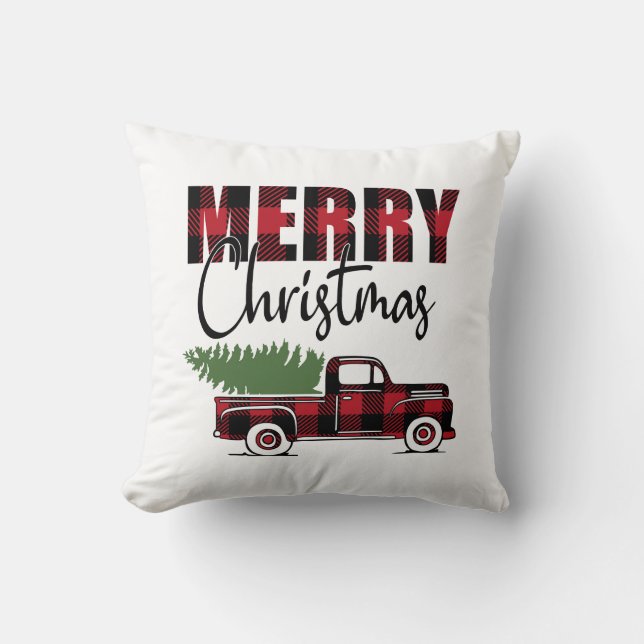 Rustic Farm Truck Christmas Home Decor Cushion (Front)