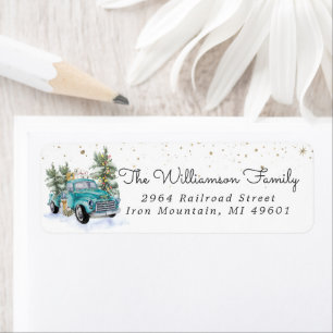 Rustic Farm Truck   Christmas Return Address Label