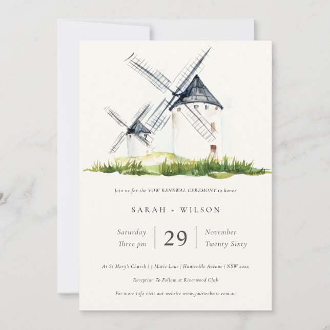 Rustic Farm Windmill Theme Vow Renewal Invite (Front)