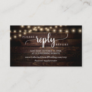 Rustic Farm Wood, String Lights, Online RSVP Enclo Enclosure Card