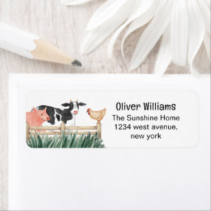 Rustic Farmer Animals Baby Shower Return Address Label