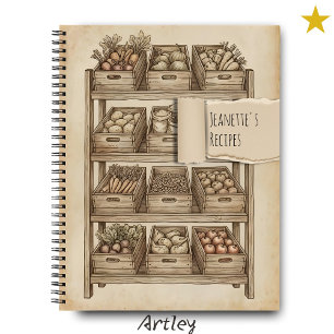 Rustic Farmer's Market Fruits Vegetables Recipe Notebook