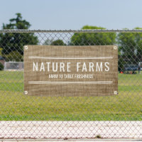 Rustic Farmers Market Stand Burlap Banner – Nature