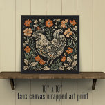 Rustic Farmhouse Art Nouveau Floral Chicken  Faux Canvas Print<br><div class="desc">Instantly add drama to your space with this sweet little chicken surrounded by wildflowers! Perfect for a contemporary eclectic, or country cottage interior design style, the Art Nouveau esthetic and high contrast colors will add interest and joy to a living room, bedroom or kitchen. The artwork is distressed giving a...</div>