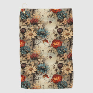 Rustic Farmhouse Autumn Pumpkin Floral Golf Towel