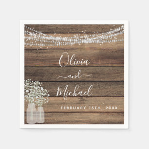 Rustic Farmhouse Baby's Breath Jar Wedding Napkin