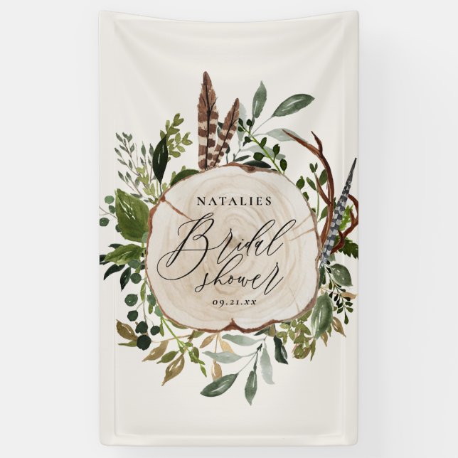 Rustic farmhouse barn botanical bridal shower banner (Vertical)