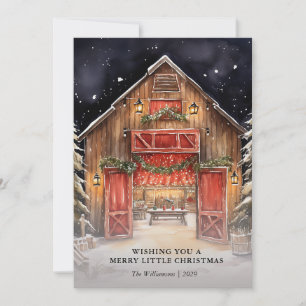 Rustic Farmhouse Barn Christmas Photo Card 
