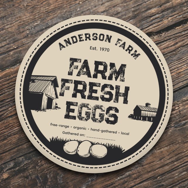 Rustic Farmhouse Barn Fresh Eggs Label Sticker (Rustic Farmhouse Barn Fresh Eggs Label Sticker)