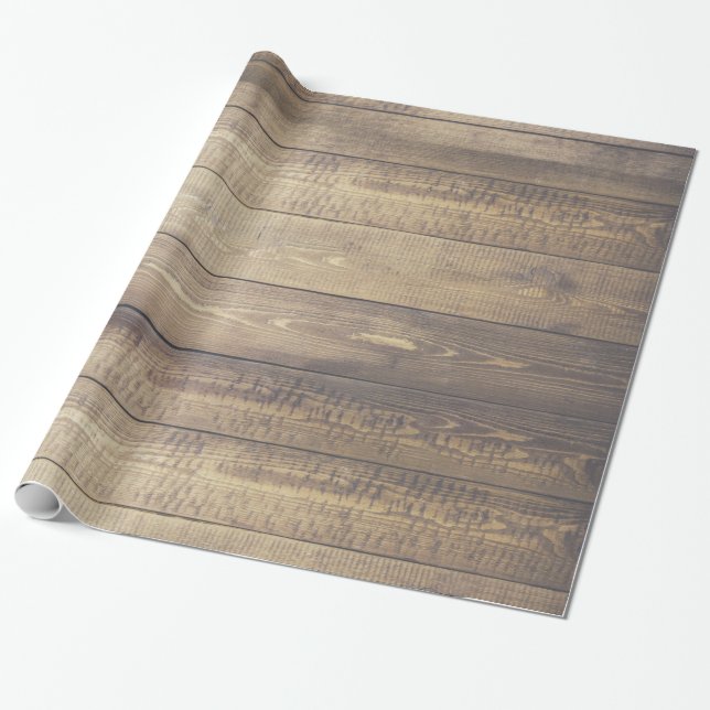 Rustic Farmhouse Barn Wood Planks Wrapping Paper (Unrolled)