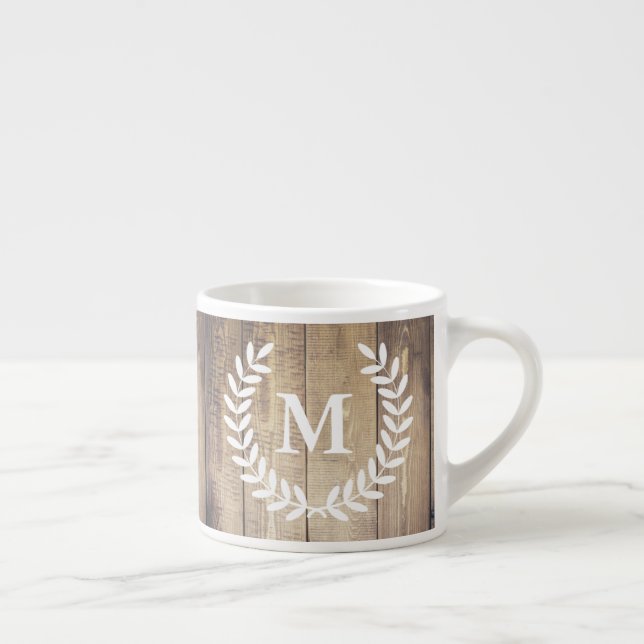 Rustic Farmhouse Barn Wood & White Laurels Espresso Cup (Right)