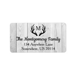 Rustic Farmhouse Black Deer Antlers & White Wood Label