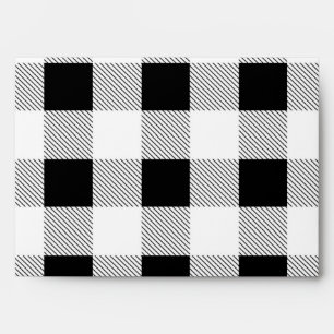 rustic farmhouse black white buffalo plaid party envelope