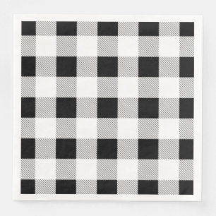 rustic farmhouse black white buffalo plaid party napkin
