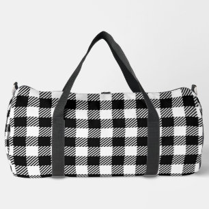 Rustic Farmhouse Black & White Checkered Duffle Bag