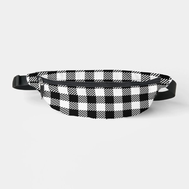 Rustic Farmhouse Black & White Chequered Bum Bags (Front)