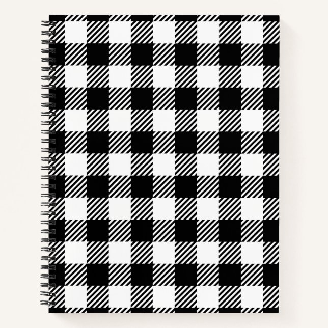 Rustic Farmhouse Black & White Chequered Notebook (Front)