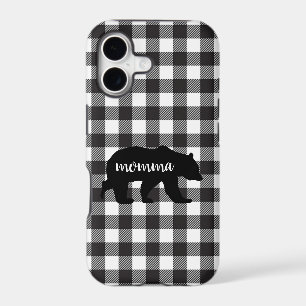 Rustic Farmhouse Black White Plaid Momma Bear
