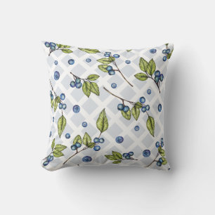 Rustic Farmhouse Blueberry Lattice Throw Pillow