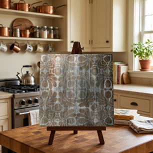  Rustic Farmhouse Brown Floral Woodgrain Pattern Ceramic Tile