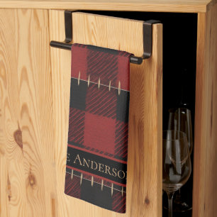 Rustic Farmhouse Buffalo Plaid Custom Christmas Tea Towel