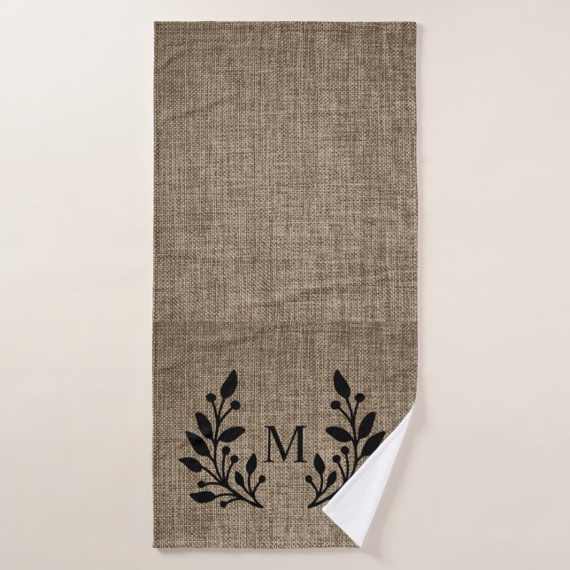 Rustic Farmhouse Burlap Monogram  Bath Towel (Bath Towel)