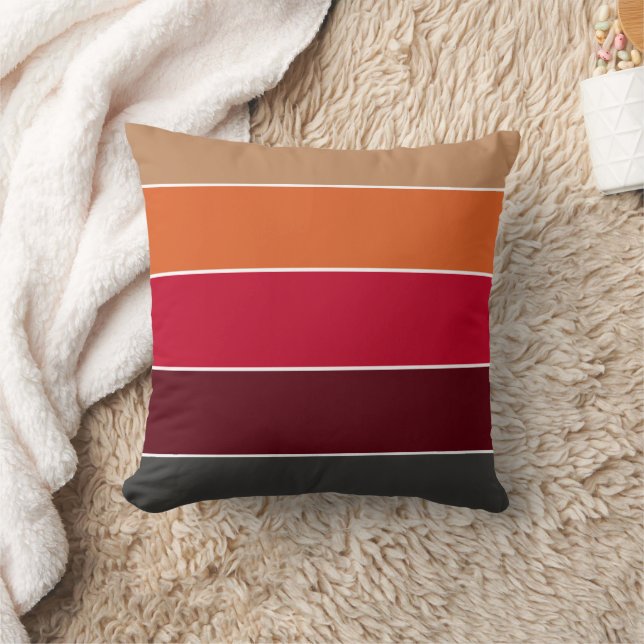 Rustic Farmhouse Burnt Orange Stripe Pattern Fall Cushion (Blanket)