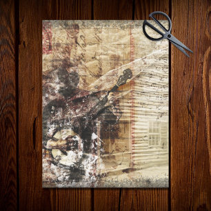 Rustic Farmhouse Cabin Banjo Player Decoupage Tissue Paper