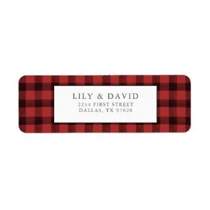 Rustic Farmhouse Cabin Red Black Check Plaid Return Address Label
