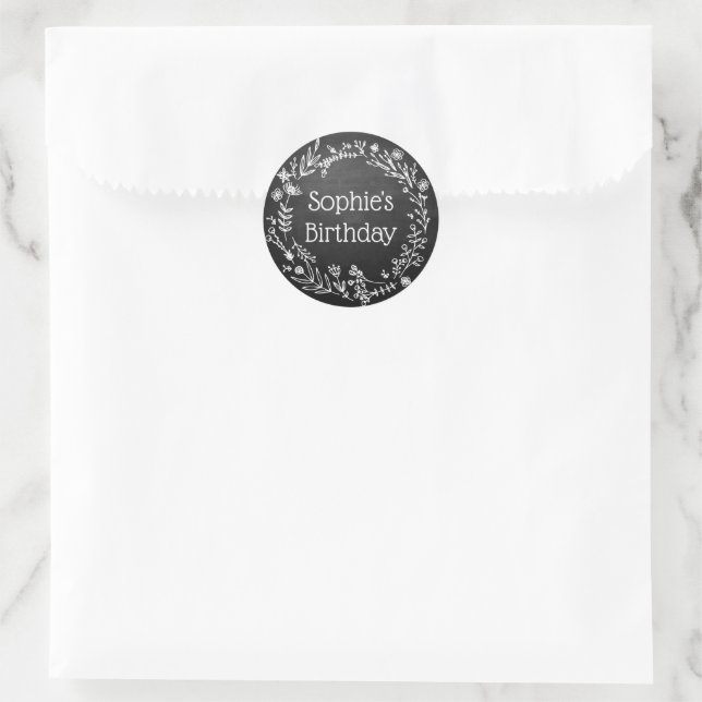 Rustic Farmhouse Chalkboard Kids Birthday Favour Classic Round Sticker (Bag)