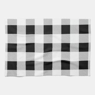 rustic farmhouse chic black and white plaid tea towel