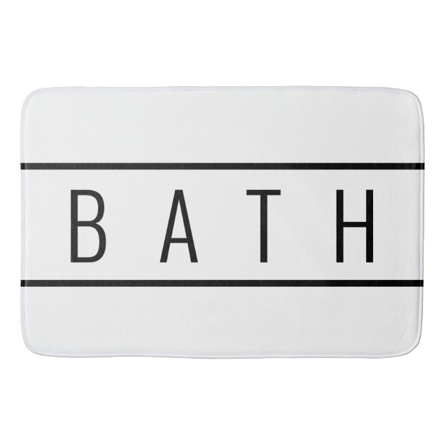 Rustic Farmhouse Chic White Black Bath Mat (Front)