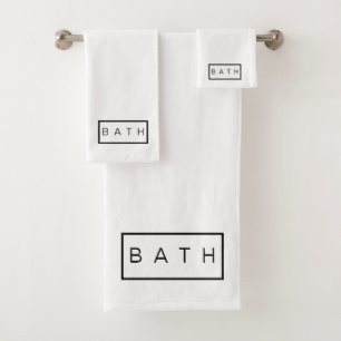 Rustic Farmhouse Chic White Black Minimal Bath Towel Set