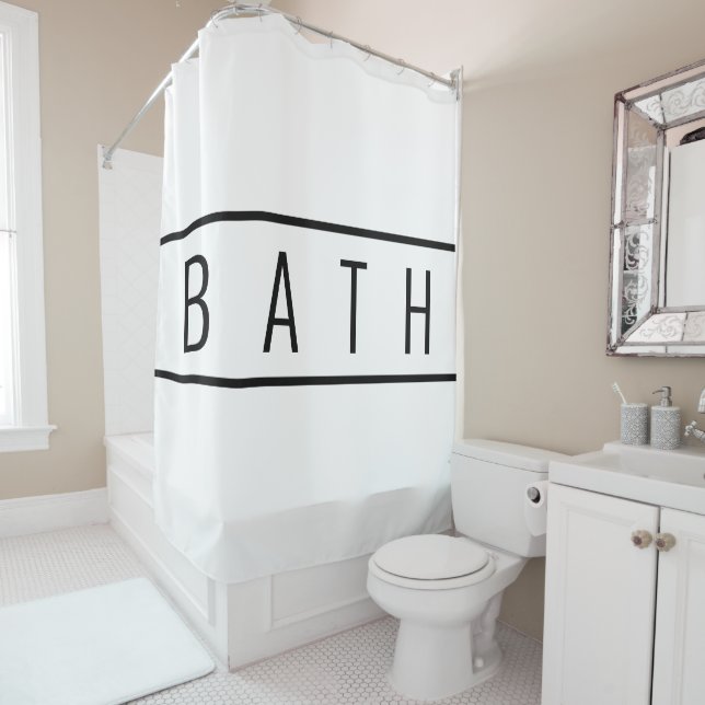 Rustic Farmhouse Chic White Black Shower Curtain (In Situ)