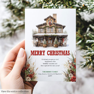Rustic farmhouse Christmas greeting card printable