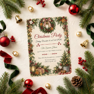 Rustic Farmhouse Christmas Party Invitation