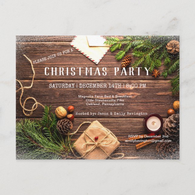Rustic Farmhouse Christmas Pine Christmas Postcard (Front)