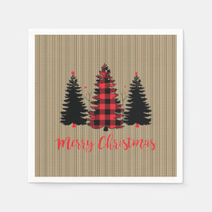 Rustic Farmhouse Christmas Tree Trio Napkin