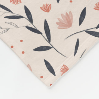 Rustic Farmhouse Coral Florals Fleece Blanket