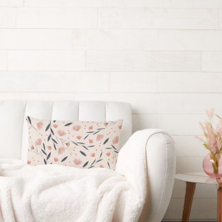 Rustic Farmhouse Coral Florals Lumbar Cushion