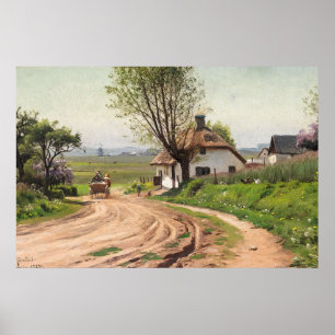 Rustic Farmhouse Cottage Summer Road Art Poster
