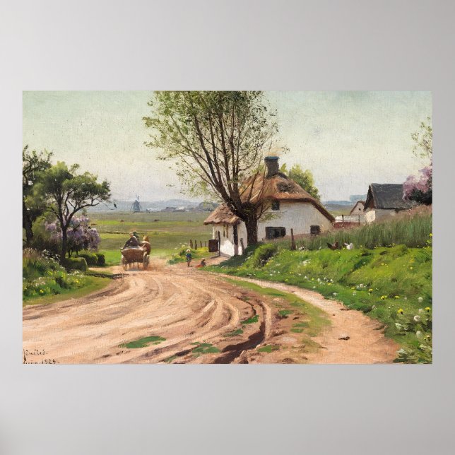 Rustic Farmhouse Cottage Summer Road Art Poster (Front)