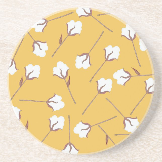 Rustic Farmhouse Cotton Flowers Coaster (Front)