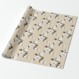 Rustic Farmhouse Cotton Flowers Wrapping Paper