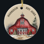 Rustic Farmhouse Country Christmas  Ceramic Ornament<br><div class="desc">A rustic watercolor barn makes these country Christmas ornaments perfect for farmhouse lovers and country dwellers. Easily customise to make a special gift this Christmas.</div>