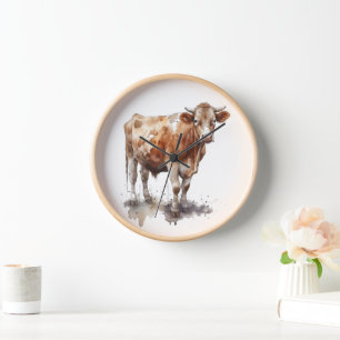 Rustic Farmhouse Cow Portrait Clock